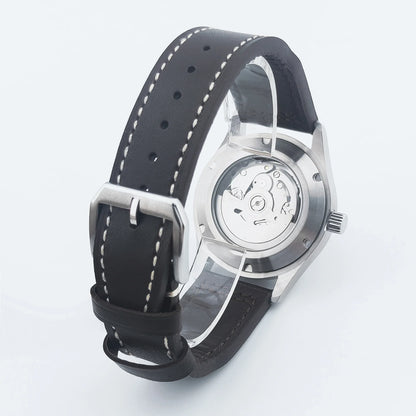 PVD Pilot Watch Sterile for Custom logo 39MM Sapphire 10Bar NH35 automatic glass back