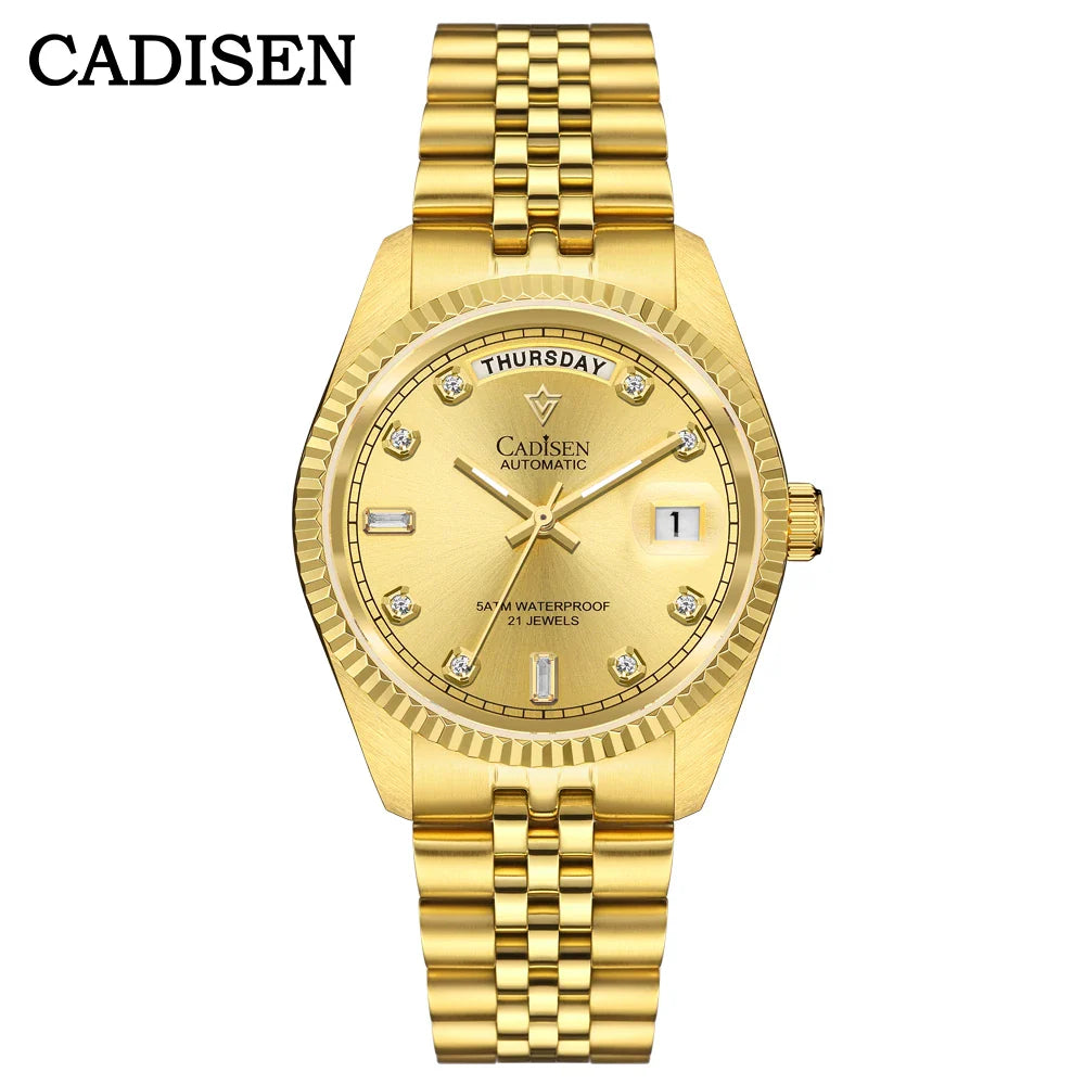 Cadisen C8228 DD38 Watch Diamond Dial MIYOTA 8285 AR Sapphire Crystal luminous 38MM 5Bar