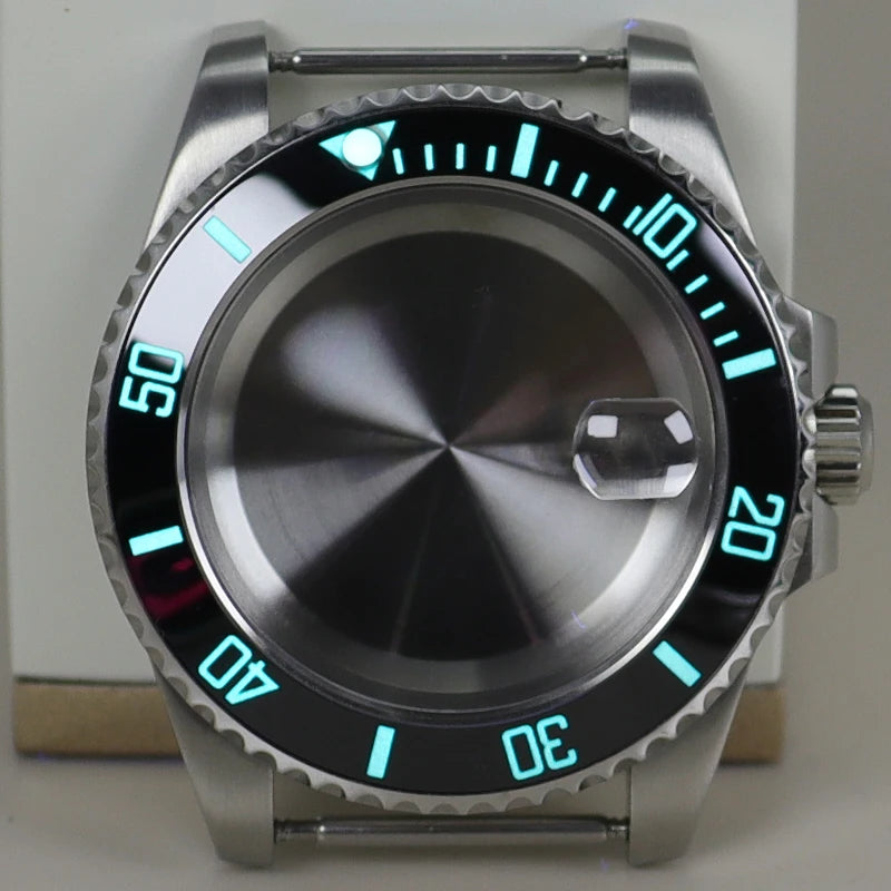 40mm Watch Case Ceramic C3 Bezel For Seiko NH35 NH36 NH34 nh70 Miyota8215 Eta2824 28.5mm Dial With Sapphire Crystal Waterproof