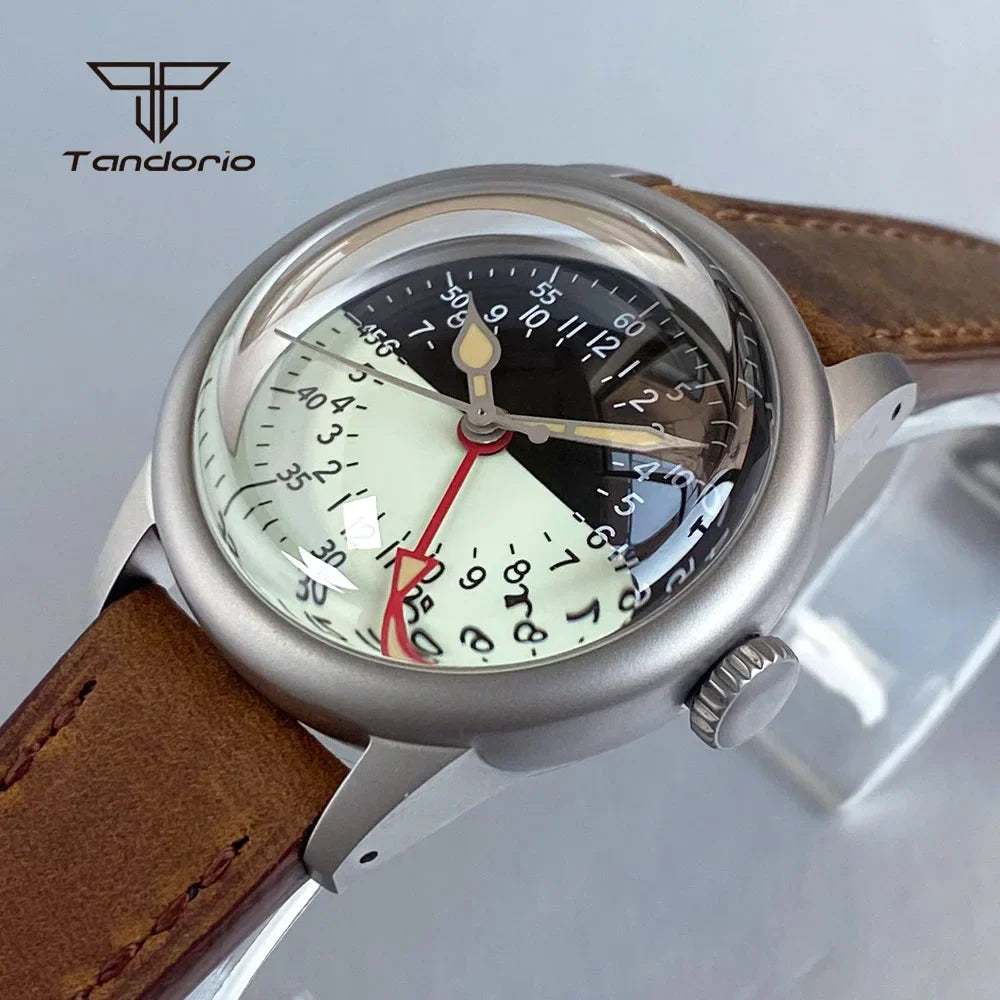 Tandorio GMT Watch TD135G Sandblasted 36mm NH34 Automatic Domed Sapphire 20BAR Lume 24H