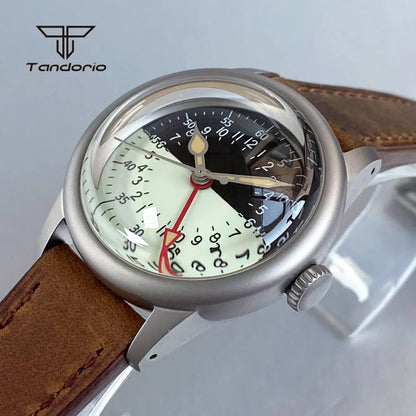 Tandorio GMT Watch TD135G Sandblasted 36mm NH34 Automatic Domed Sapphire 20BAR Lume 24H