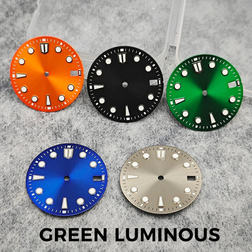 New 28.5mm Watch Dial BGW9/C3 Blue Green Luminous Watch Faces Sunray Dial Watch Accessories for NH35/NH36/4R/7S Movement
