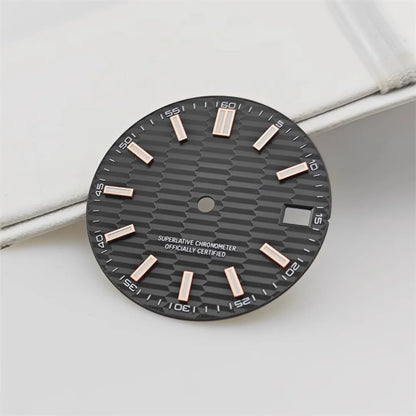 28.5mm Watch Dial Metallic Texture Surface DIY Log Dial BGW9 Blue Green Luminous Watch Faces Watch Accessories for NH35 Movement