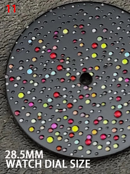 NH35 Dial 28.5mm Watch Faces with Single Calendar Date Starry Sky Gemstone Surface Modification Accessories for NH35 Movement