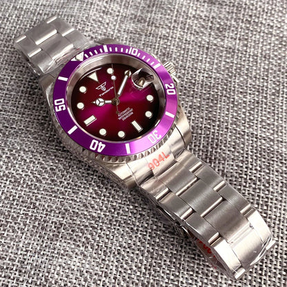 Tandorio TD203P Submariner Diver NH35A 40mm Purple20 ATM 120 Clicks Rotating Bezel Sapphire