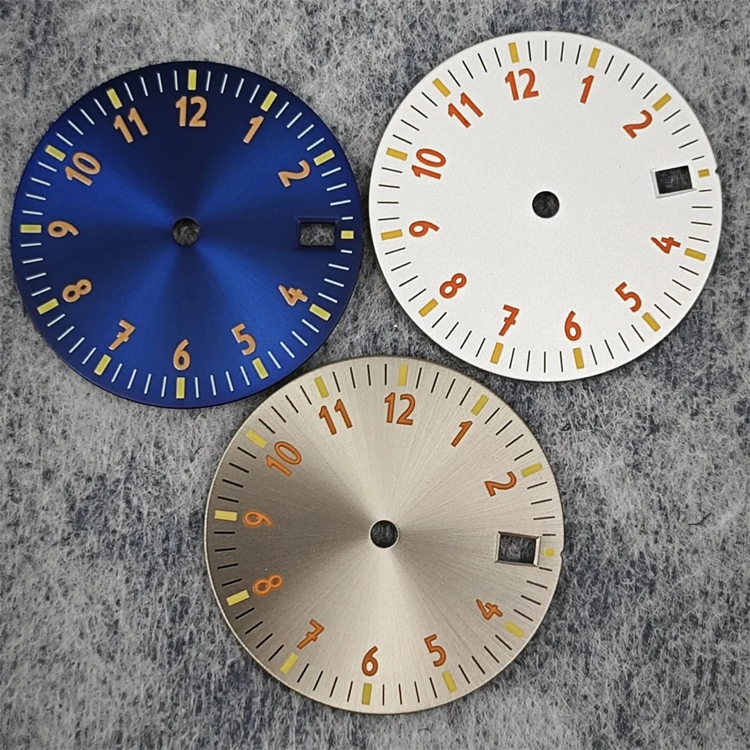 28.5MM Watch Dial NH35 Digital Dial Green Luminous Watch Faces Watch Modification Accessories for NH35/ NH36/ 4R/ 7S Movement