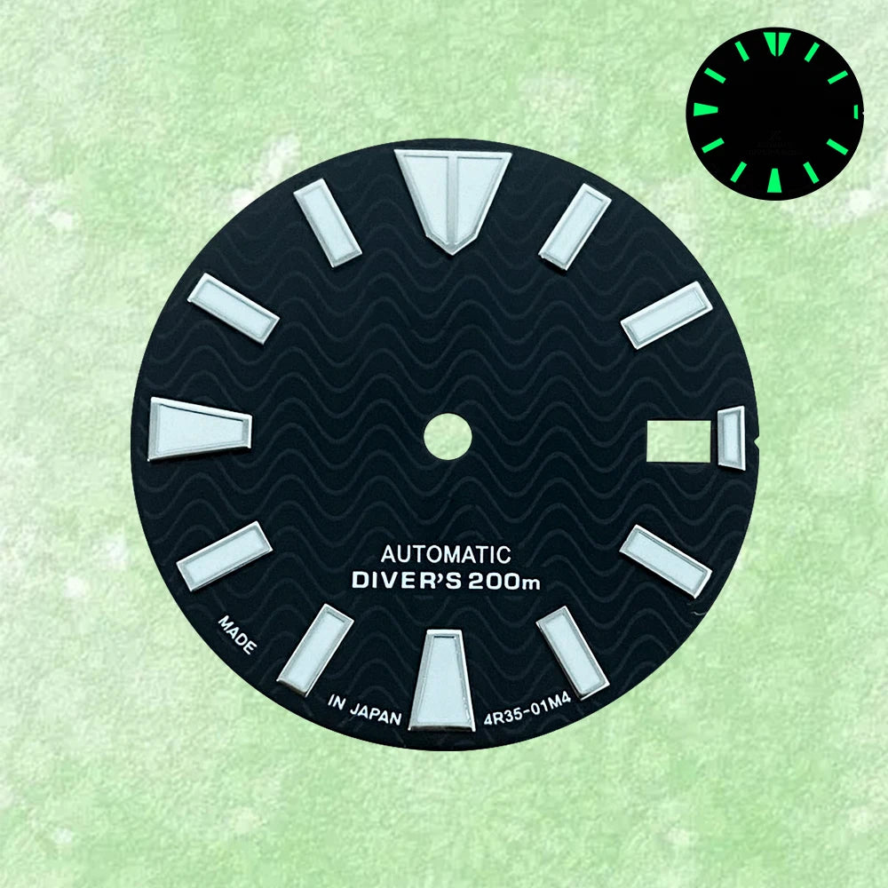 28.5mm S Logo Dial Suitable For NH35/NH36 Japanese Automatic Movement Green Luminous Watch Modification Accessories