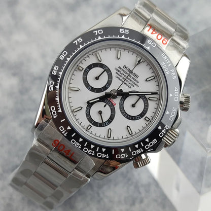Oumashi Chronograph Automatic  ETA 7750 MOVT custom logo sapphire 40mm Daytona Panda Watch 5Bar