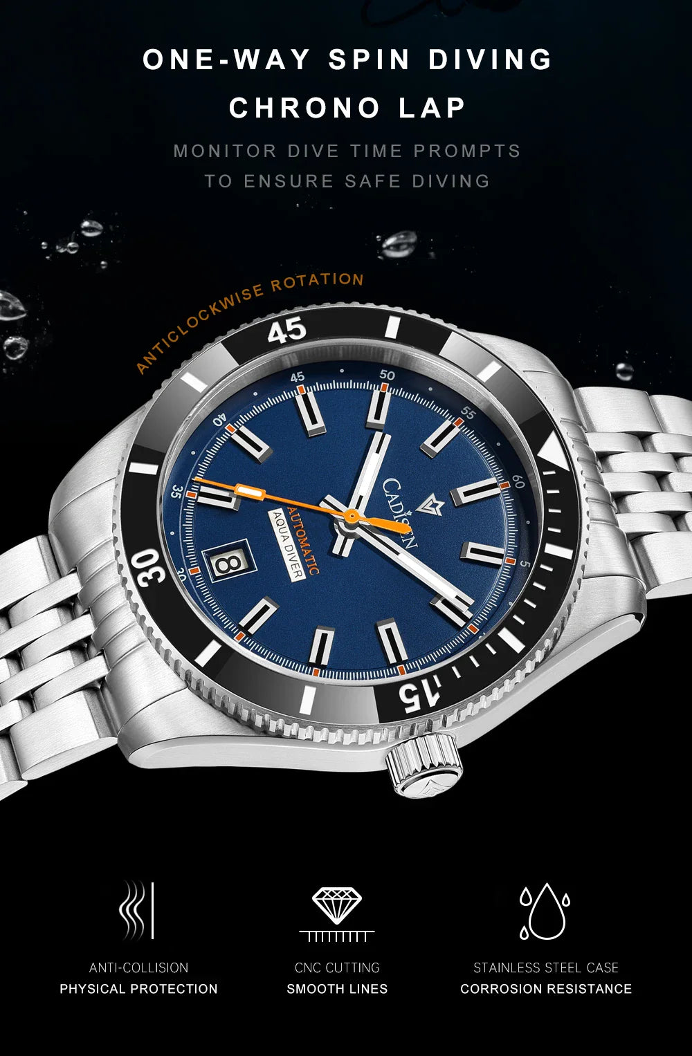 CADISEN C8237 Dive Watch BB58 Japan NH35A Ceramic Bezel 10Bar AR sapphire 40MM