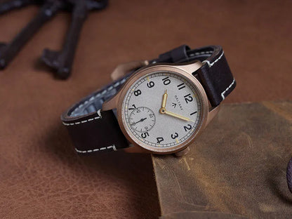 Baltany Vintage Dirty Dozen Wristwatches Golden Hands Seagull ST3620 Luminous 5ATM Leather Automatic Retro D12 Bronze Watches