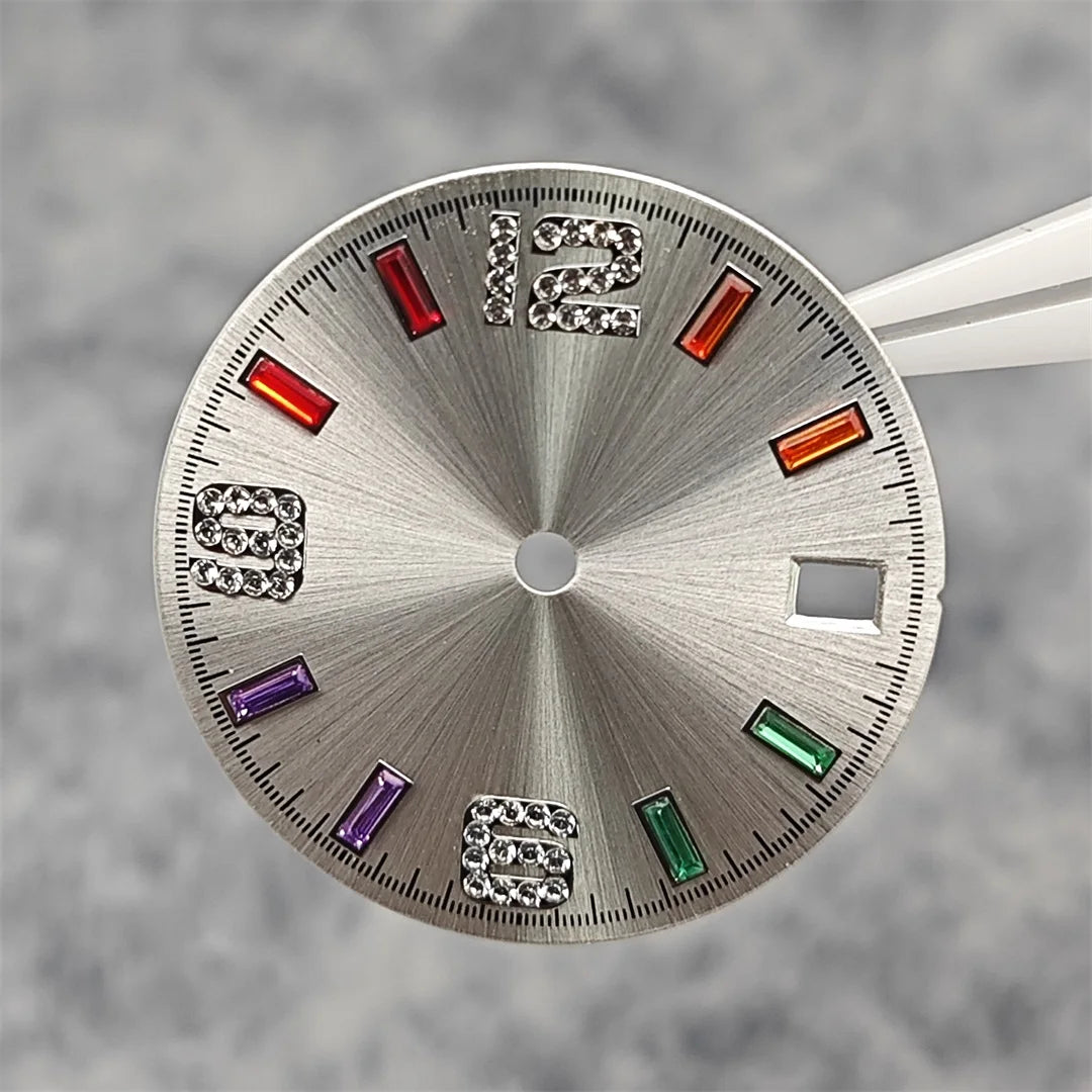 28.5mm Watch Parts Watch Dial Sun Pattern Rainbow Scale Watch Faces Modification Accessories for NH35/NH36/4R/7S Movement