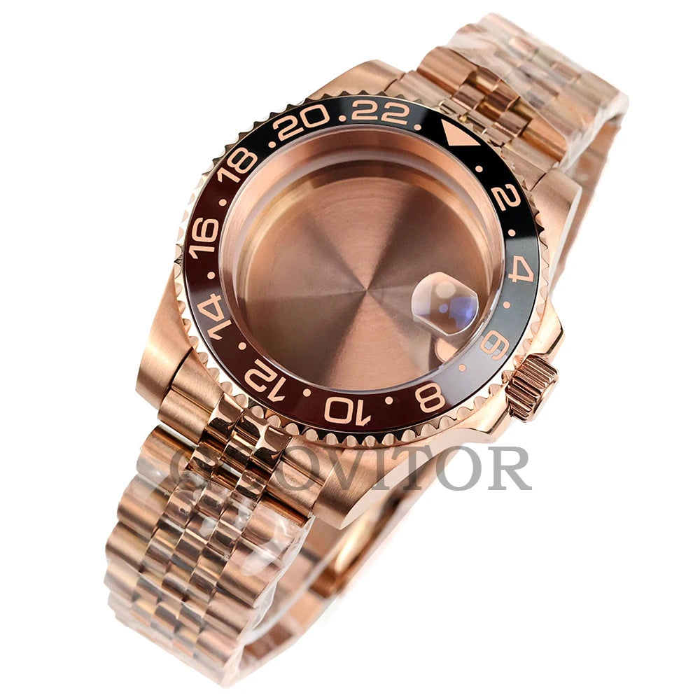 NH35 Watch Case 40mm For GMT YACHT-MASTER Seiko NH34/NH35/NH36/NH38 Movement Rose Gold Jubilee Bracelet Submariner NH35 Case