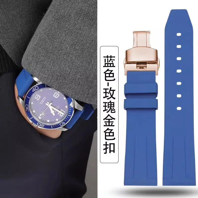 18mm 19mm 20mm  Fluorine rubber Watch Strap Men's  Silicone Bracelet For pilot flat lug diver