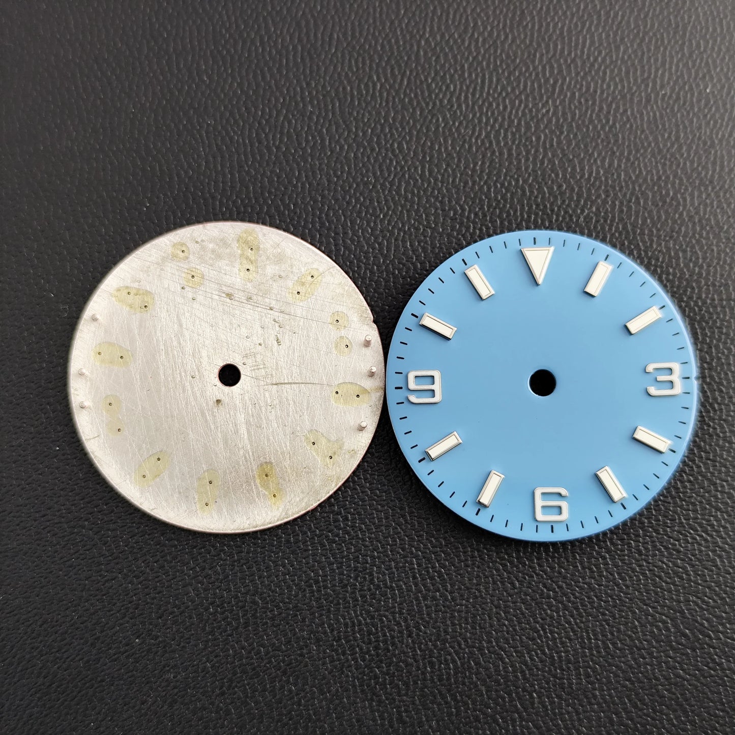 28.5mm Dial single/no calendar watch blue-green/green luminous dial hands fit for N H35/E2815/E2836 movement watch accessories