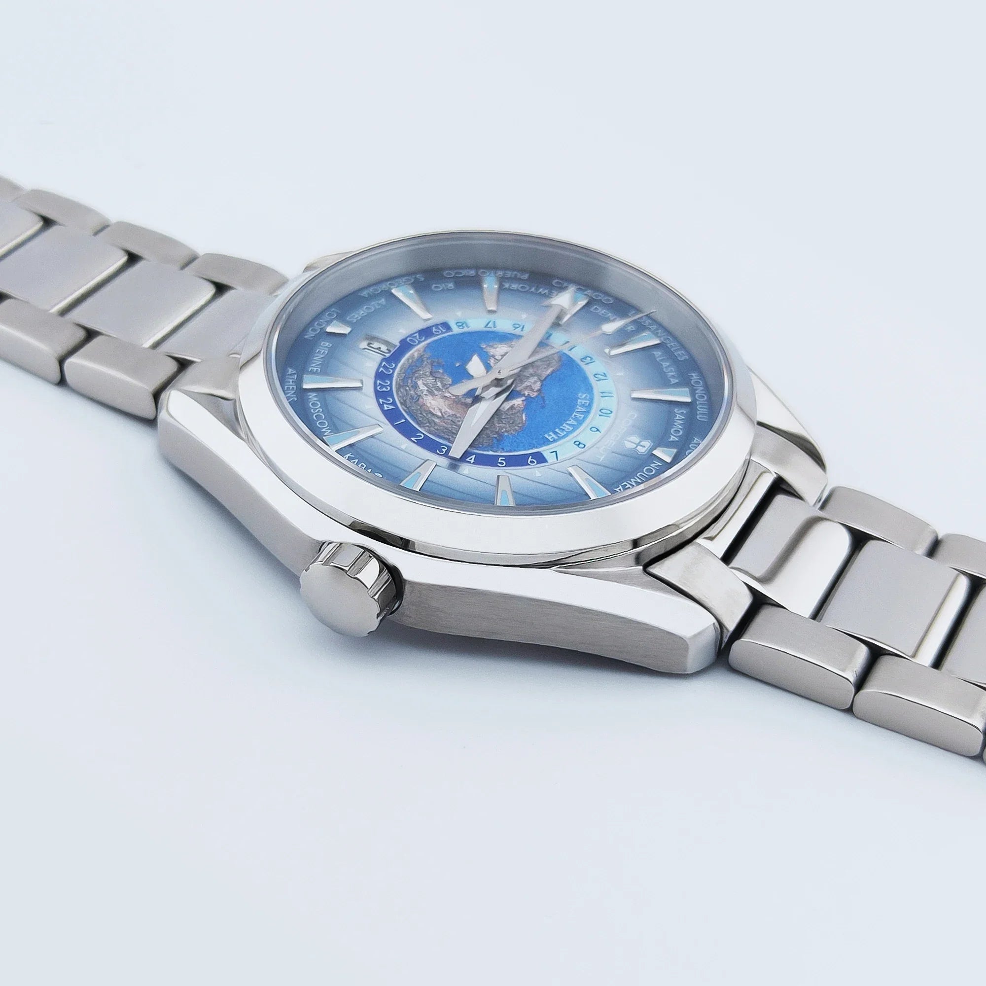 41mm Corgeut 3021E Earth Dial NH35 Automatic relogio masculino Sapphire  5ATM glassback