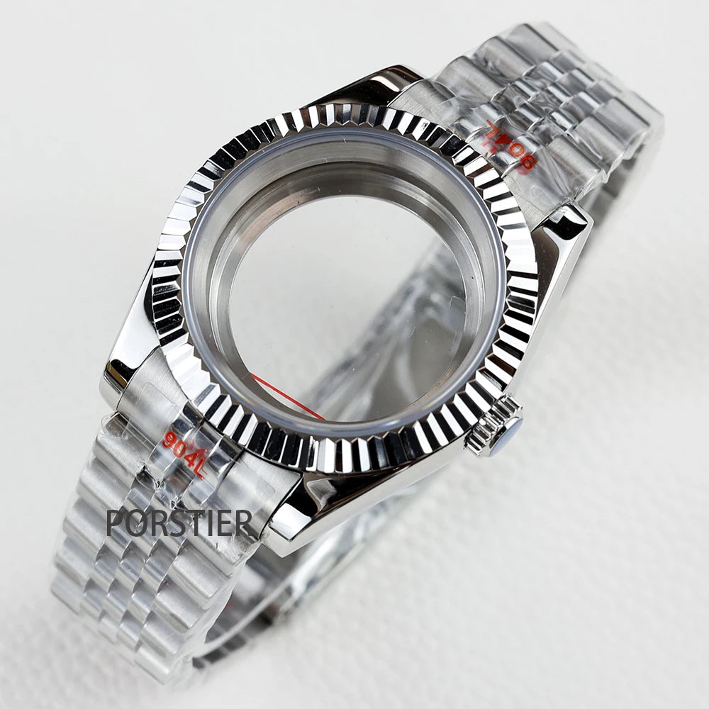 36/39mm NH35 Watch Case Stainless steel Sapphire Glass Transparent Back Cover for Seiko NH35 NH36 movement Datejust Oyster Strap