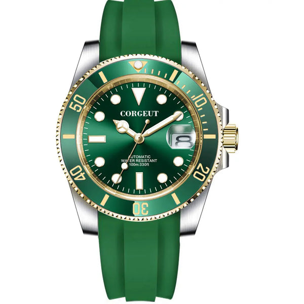 Corgeut 3002 Dive WatchNH35 / miyota 8215 40mm Yacht Watch Two Tone Gold Ceremic Bezel10bar Sapphire