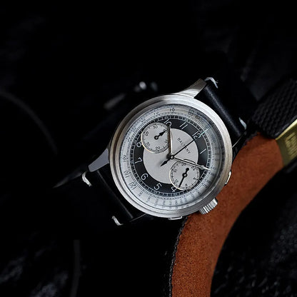 Baltany 39MM Tuxedo Chronograph Man S5050 Sapphire Crystal 50M Waterproof Stainless Steels Retro  Quartz Dress Watches For Man