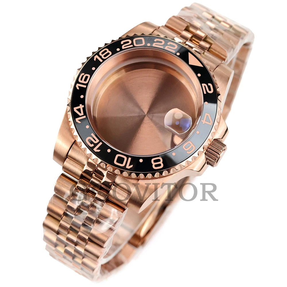 NH35 Watch Case 40mm For GMT YACHT-MASTER Seiko NH34/NH35/NH36/NH38 Movement Rose Gold Jubilee Bracelet Submariner NH35 Case
