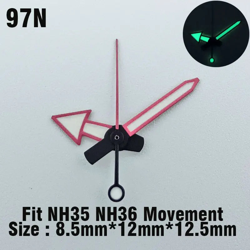 Watch hands NH series 35 36 hands Green glow in the dark hands seconds Watch accessories for NH series 35 36 movement assembly