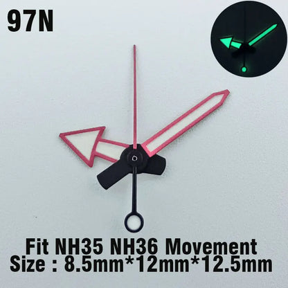 Watch hands NH series 35 36 hands Green glow in the dark hands seconds Watch accessories for NH series 35 36 movement assembly
