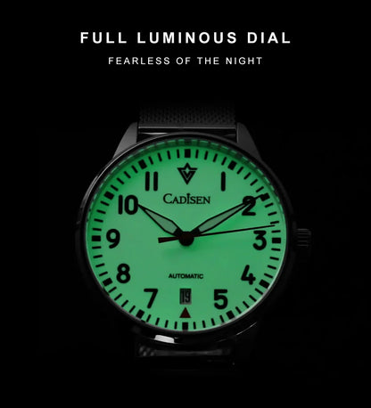 Cadisen C8224 Minimalist C3 Luminous Miyota 8215 AR Sapphire 5ATM Mesh strap 40MM