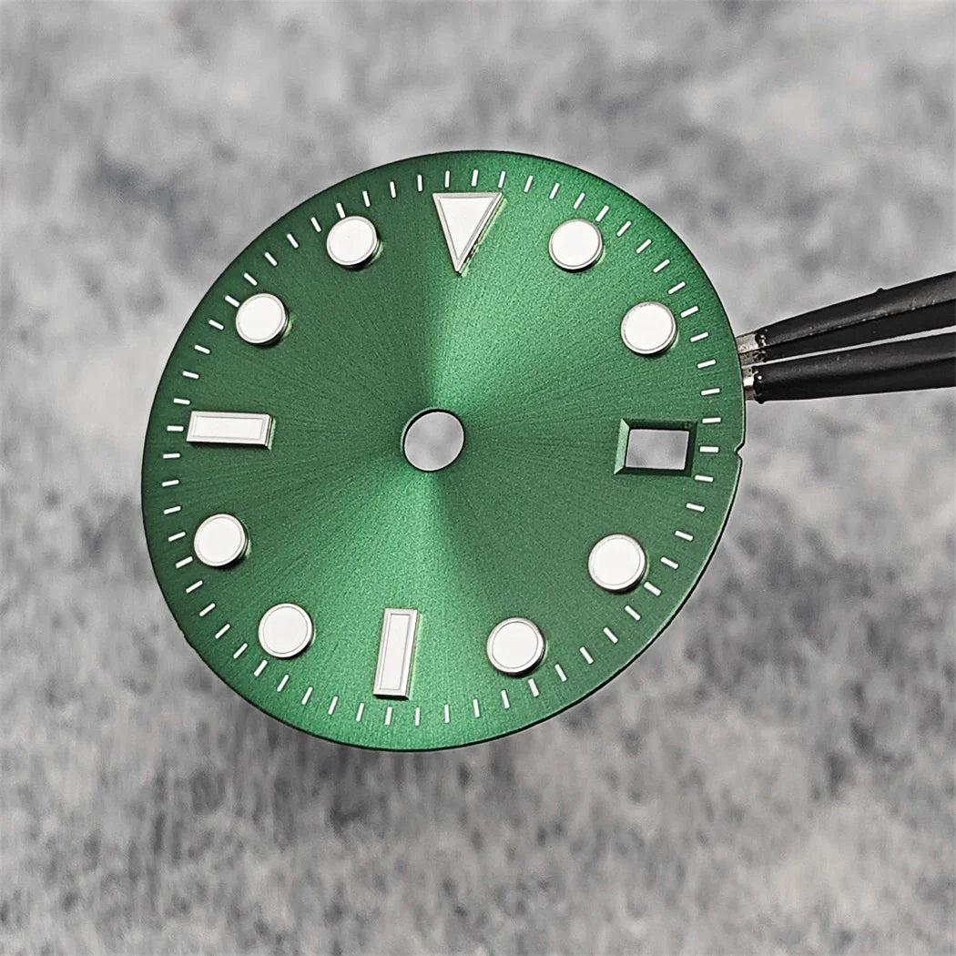 29MM Single calendar Watch Dial Green Luminous Modified Watch Accessories GMT Four-Hand Watch Faces for Japan NH34 Movement