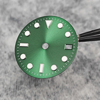 29MM Single calendar Watch Dial Green Luminous Modified Watch Accessories GMT Four-Hand Watch Faces for Japan NH34 Movement