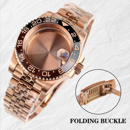 NH35 Watch Case 40mm For GMT YACHT-MASTER Seiko NH34/NH35/NH36/NH38 Movement Rose Gold Jubilee Bracelet Submariner NH35 Case