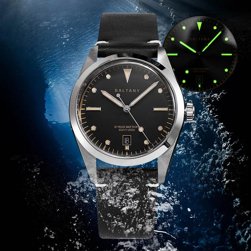 Baltany S4041 Vintage Tribute Quartz Wristwatches Enamel Dial Sapphire Crystal 20ATM Stainless Steel Bracelet Diving watches