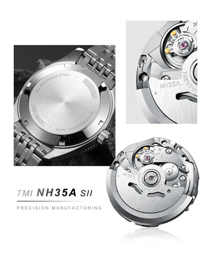 CADISEN C8237 Dive Watch BB58 Japan NH35A Ceramic Bezel 10Bar AR sapphire 40MM