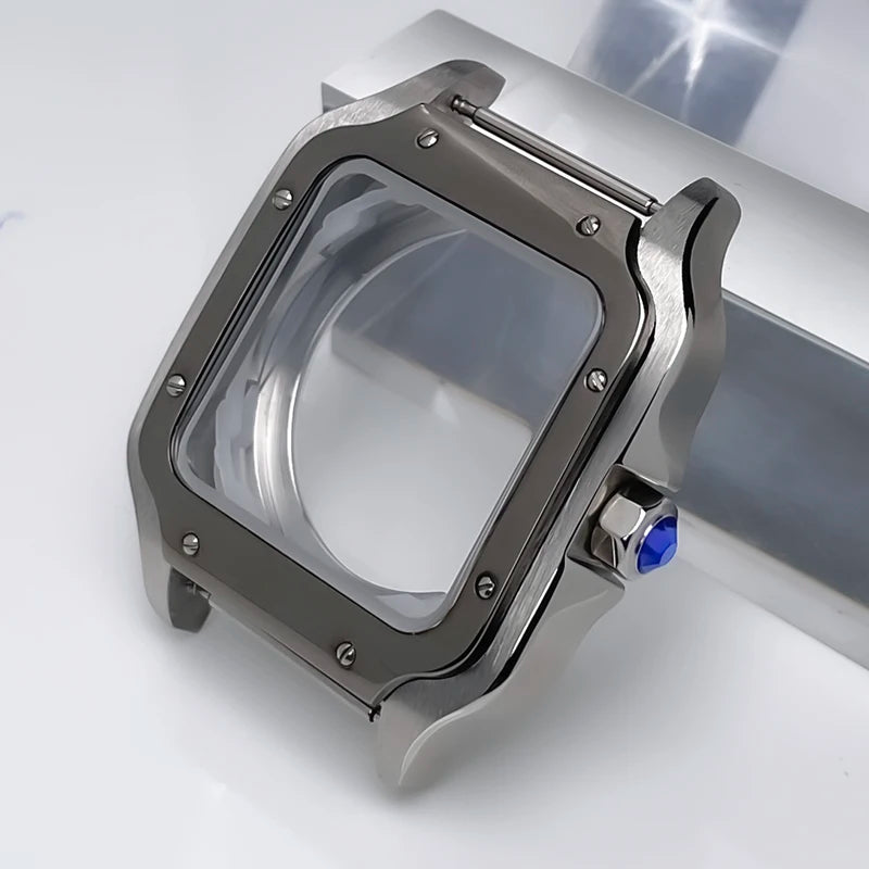 NH35 Case 38mm Sapphire Glass Stainless Steel Square Watch Case Accessories Modification Parts Suitable NH35 NH36 NH38 Movements