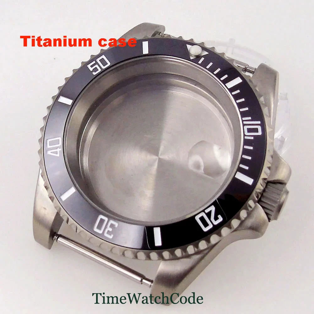 Titanium Watch Case 40mm Sub Diver  200m Waterproof Fit for NH35 NH36 ETA2824 PT5000 Antiallergry Sapphire Crystal Screw-in Crown
