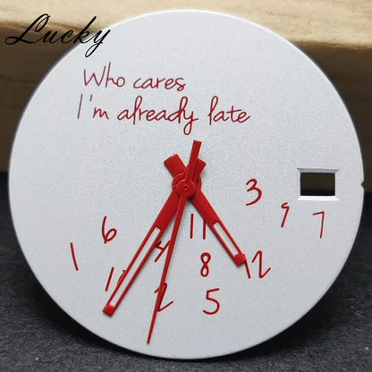 New 28.5mm Watch Dial NH34 NH35 NH36 4R/7S Hands Set DIY Watch Faces Fit NH35 Movement Who Cares Lt's Already Late Accessories﻿