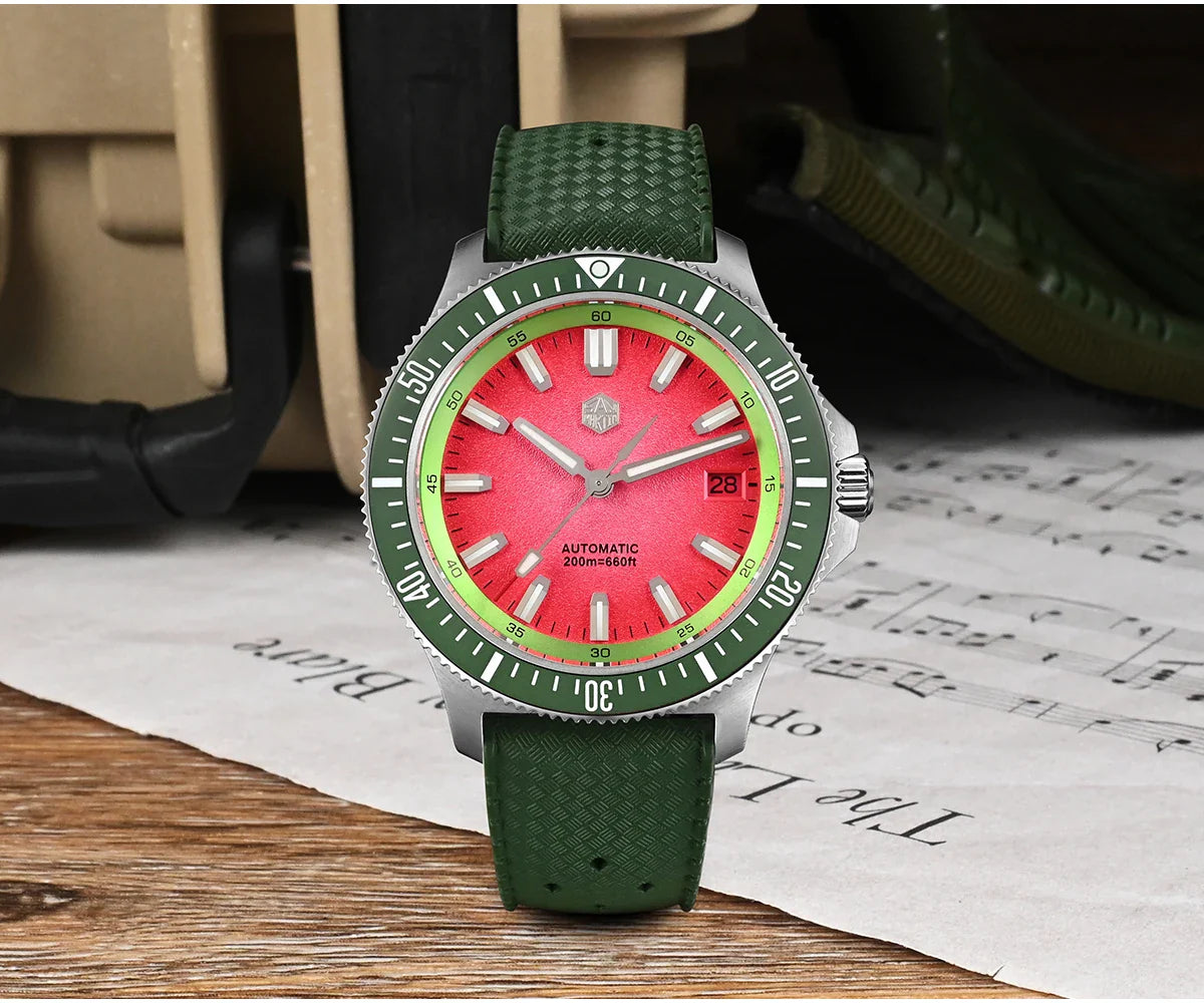 San Martin Diver SN0118G 40mm Original Design Fruit Series  NH35 Automatic 20Bar AR Sapphire BGW Luminous SN0118