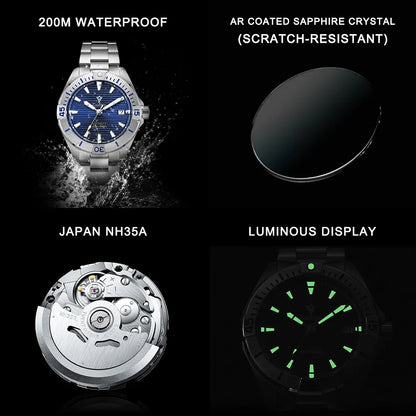 CADISEN C8218 Diver V2 20Bar NH35 Automatic 40MM Sapphire luminous