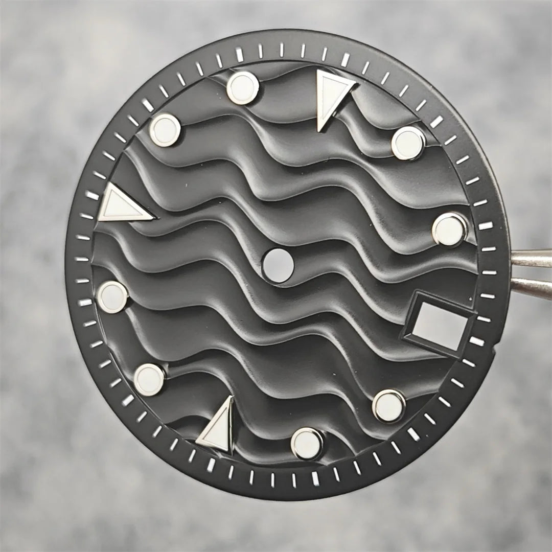 28.5mm Watch Dial Water Ripple Gradient Color Watch Faces Green Luminous Surface Man’s Watch Accessories for NH35 Movement