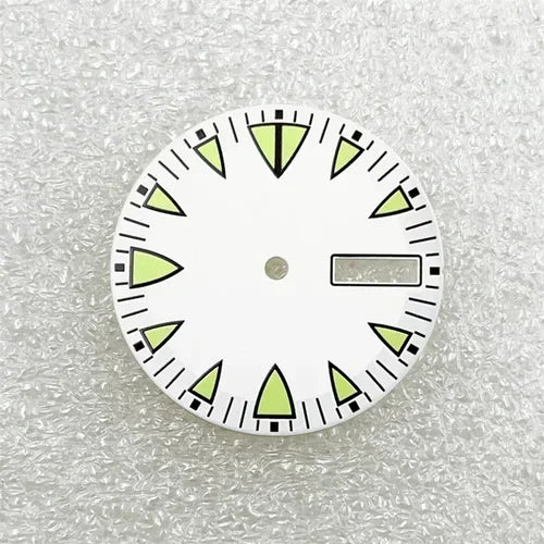 28.5mm Green Luminous NH36 Watch Dial Triangular Scale Dial Mechanical Watch Face for NH36A Movement Dive Watch Repair Parts