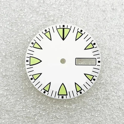28.5mm Green Luminous NH36 Watch Dial Triangular Scale Dial Mechanical Watch Face for NH36A Movement Dive Watch Repair Parts