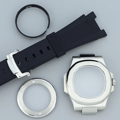 Silver/Black/Rose Gold 40mm Watch Cases Strap Parts Sapphire Glass For NH35 NH36 NH34 NH38 NH72 Movement 30.8mmDial Mod Nautilus