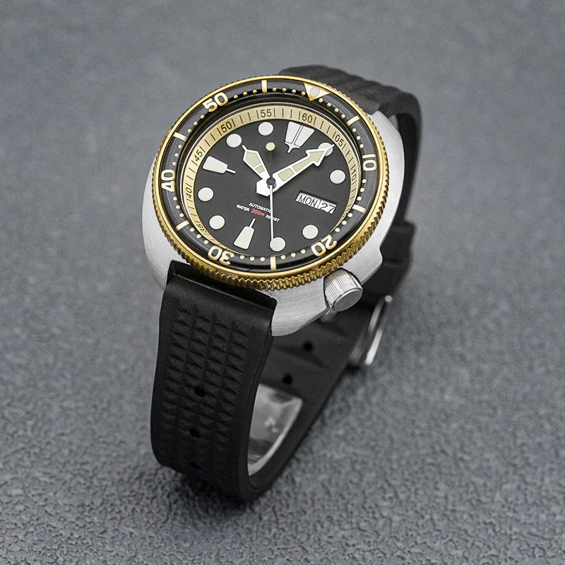 Golden Sterile Turtle SKX6105  Abalone NH36A Sapphire 20Bar Ceramic Bezel 44mm