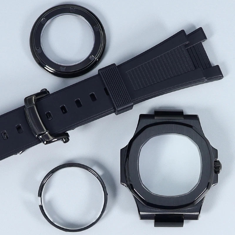 Silver/Black/Rose Gold 40mm Watch Cases Strap Parts Sapphire Glass For NH35 NH36 NH34 NH38 NH72 Movement 30.8mmDial Mod Nautilus