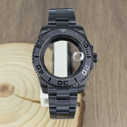 40mm NH35 Accessories Watch Case bands Sapphire for NH35 NH36 NH34 NH70 8215 2824 PT5000 Movt Black Yacht Ceramic bezel insert