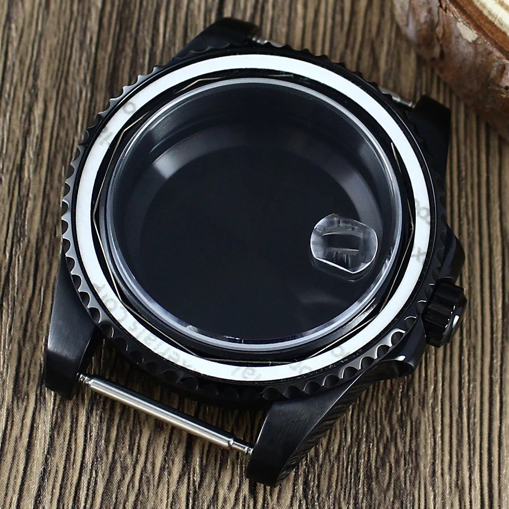 40mm NH35 Accessories Watch Case bands Sapphire for NH35 NH36 NH34 NH70 8215 2824 PT5000 Movt Black Yacht Ceramic bezel insert