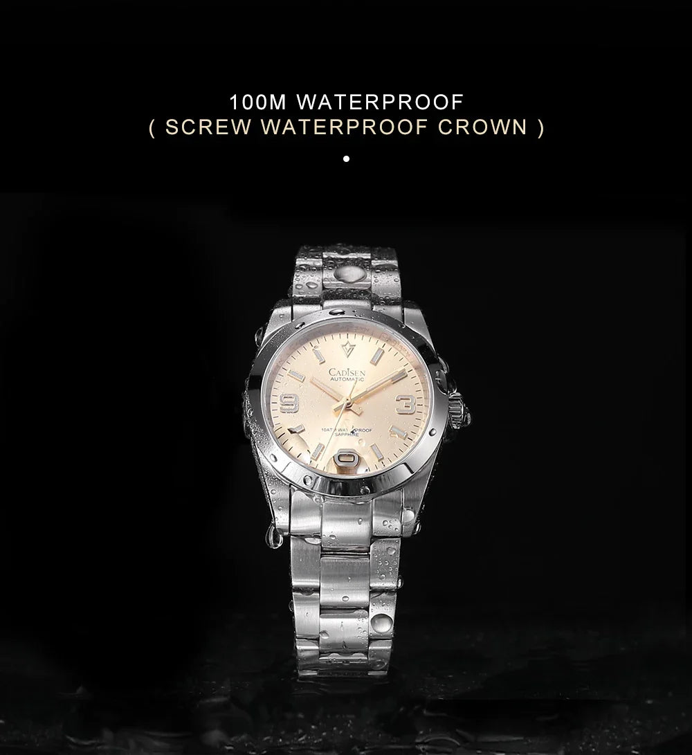 Cadisen C8213 Oyster Watch 36MM NH35 AR Sapphire BGW9 Lume 100M Waterproof