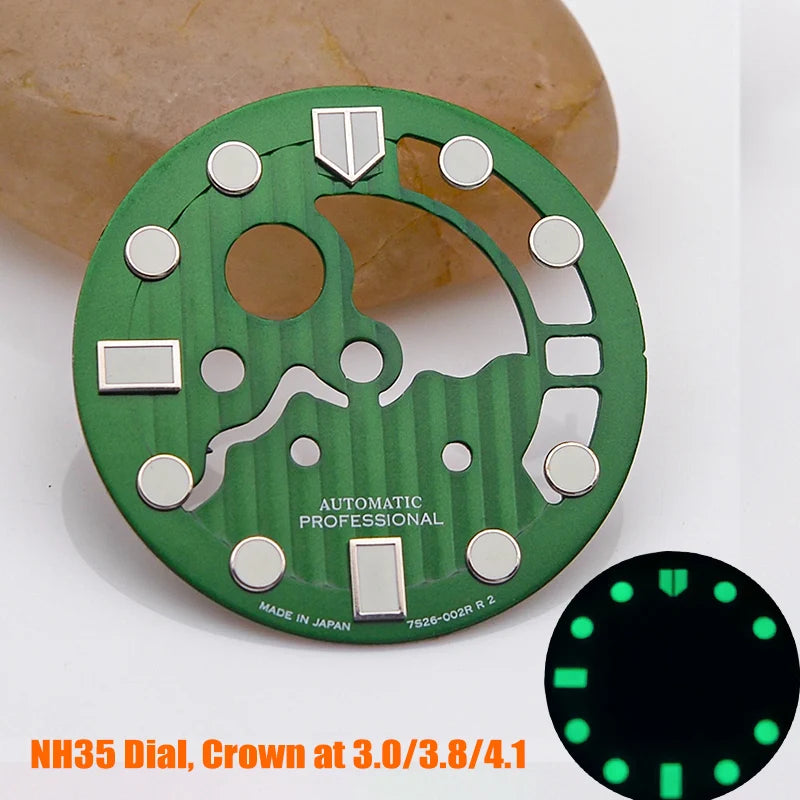 28.5mm Watch Dial NH35 NH36 Dial fit For SKX007 SPRD 6105 Tuna SPB185 SPB187 Watch Cases Feet 3.0 3.8 4.1 Green Luminous Dial