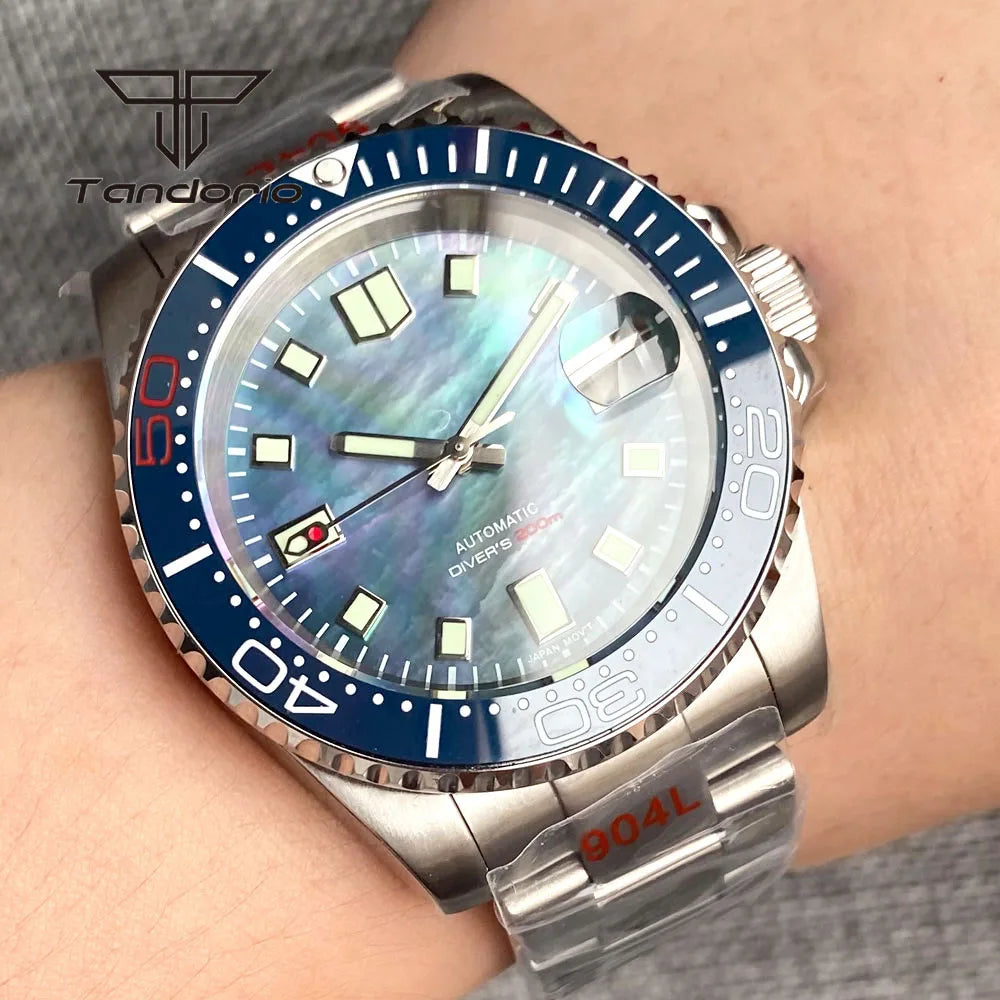 Tandorio Yacht Submariner TD265 40mm 200m NH35A Dive Watch MOP Sapphire  Glass Back Yacht Submariner