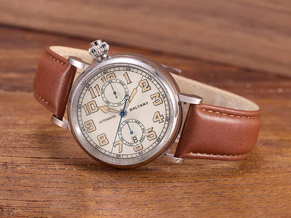 Customizable Baltany 41mm Polit Watch Man S6047 5ATM AR Sapphire Homage A-7 1935 Avigation Miyota 9122 Automatic Swiss Lume