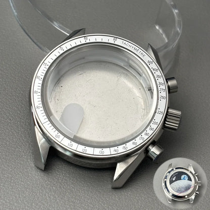 VK63 case 39.7mm moon metal  watch case chronograph case bezel,VK63  Business watch sealed back moon watch mission mod