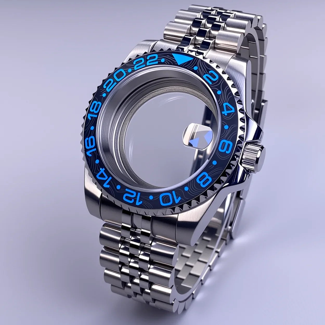 40mm SUB Case NH35 Sliver with Sapphire Crystal 120 Click Compatible with NH34/NH35/NH36 Movements Water-Resistant 28.5mm Dial
